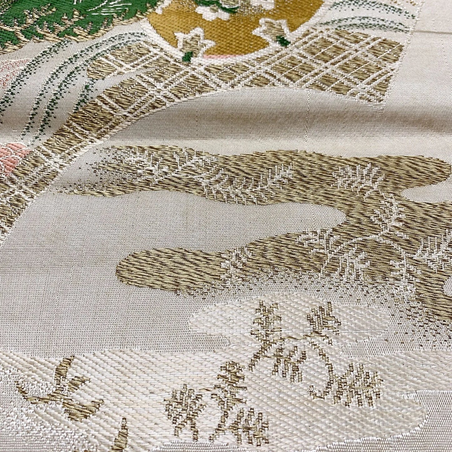 7343# Japanese Antique Fukuro Obi Belt Kimono Fabric Silk All-over pattern