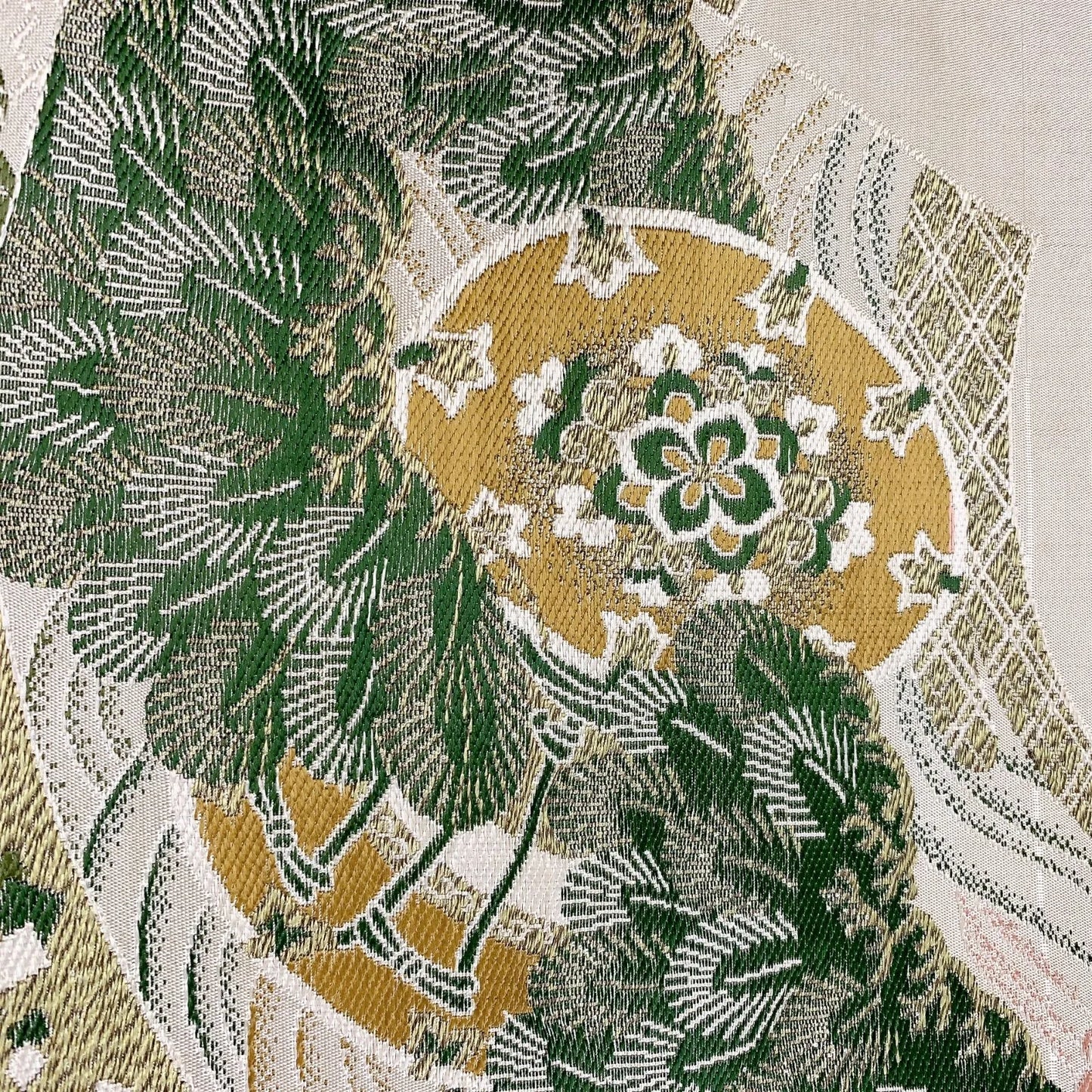 7343# Japanese Antique Fukuro Obi Belt Kimono Fabric Silk All-over pattern