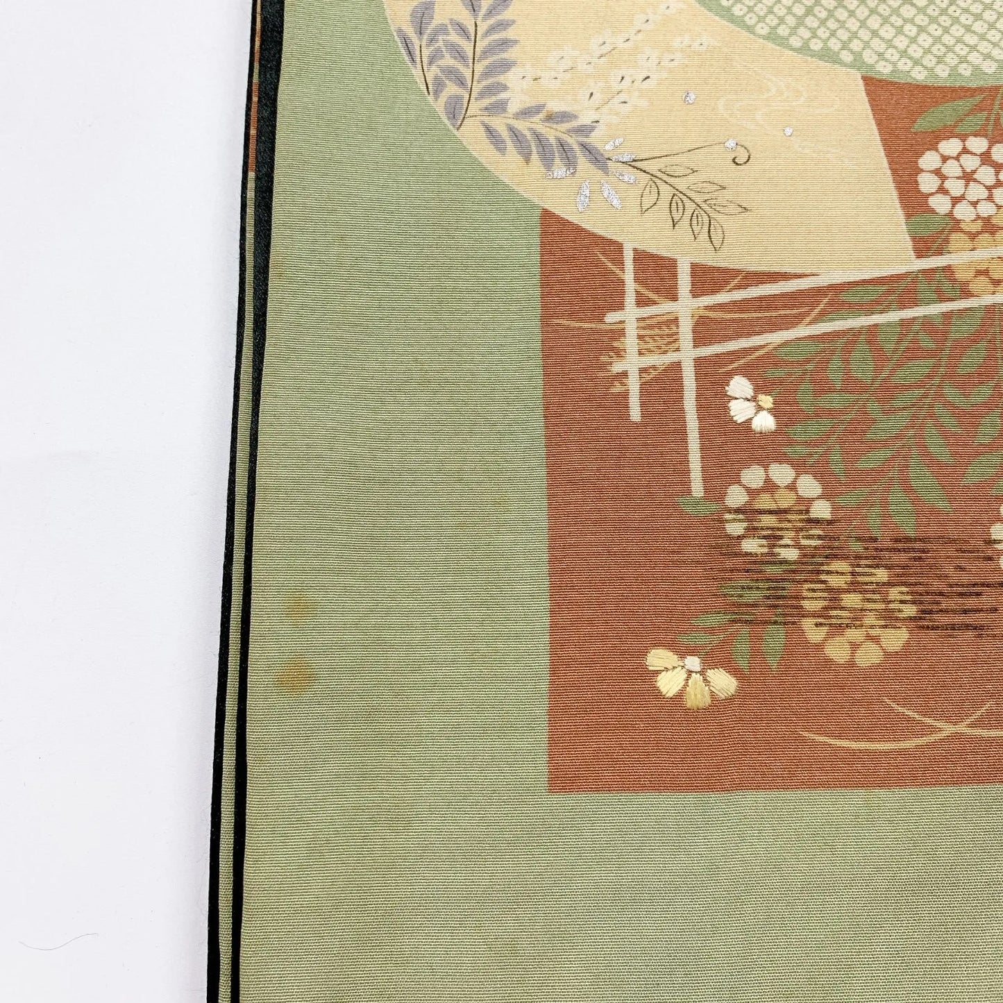 7344# Japanese Antique Fukuro Obi Belt Kimono Fabric Silk Embroidery