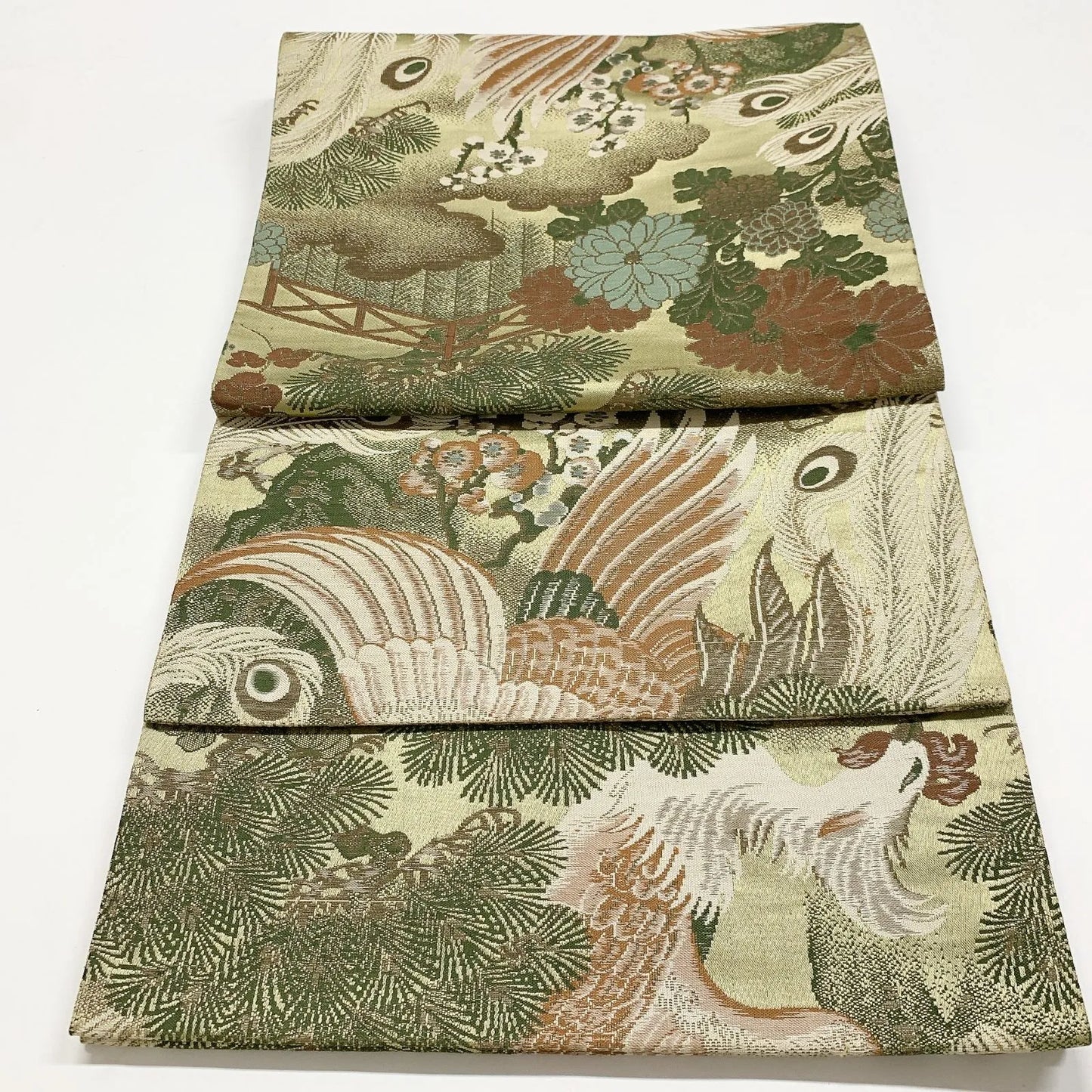 7346# Japanese Antique Fukuro Obi Belt Kimono Fabric Silk All-over pattern