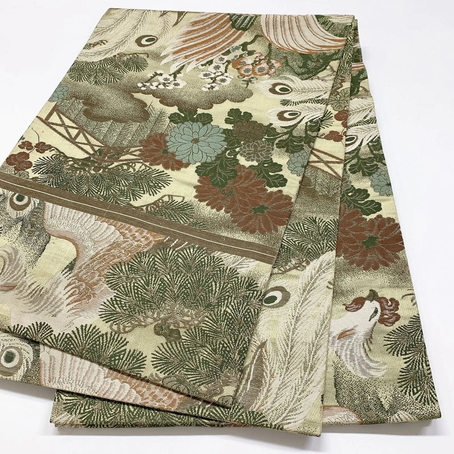 7346# Japanese Antique Fukuro Obi Belt Kimono Fabric Silk All-over pattern