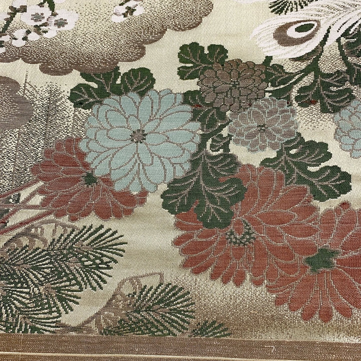 7346# Japanese Antique Fukuro Obi Belt Kimono Fabric Silk All-over pattern