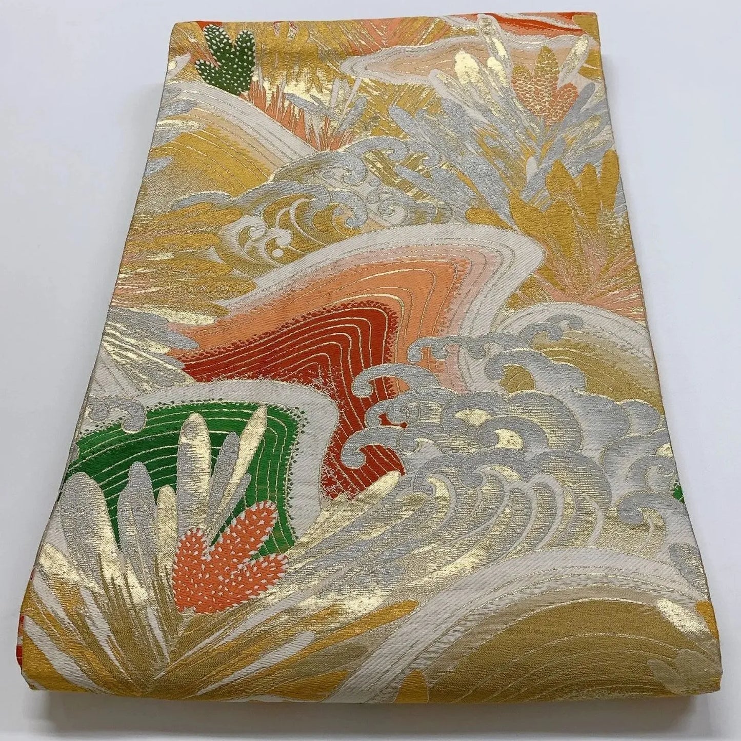 7333# Japanese Antique Fukuro Obi Belt Kimono Fabric Silk All-over pattern