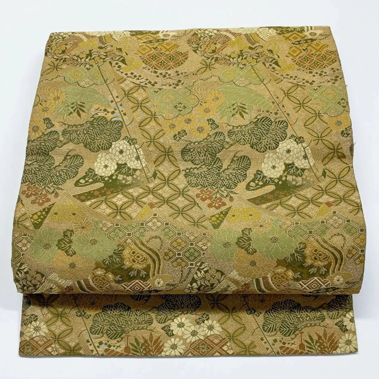 7335# Japanese Antique Fukuro Obi Belt Kimono Fabric Silk All-over pattern