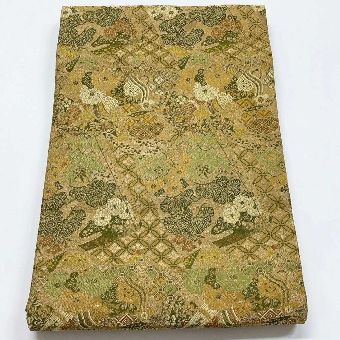 7335# Japanese Antique Fukuro Obi Belt Kimono Fabric Silk All-over pattern