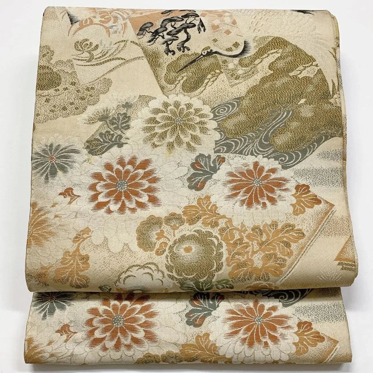 7337# Japanese Antique Fukuro Obi Belt Kimono Fabric Silk All-over pattern