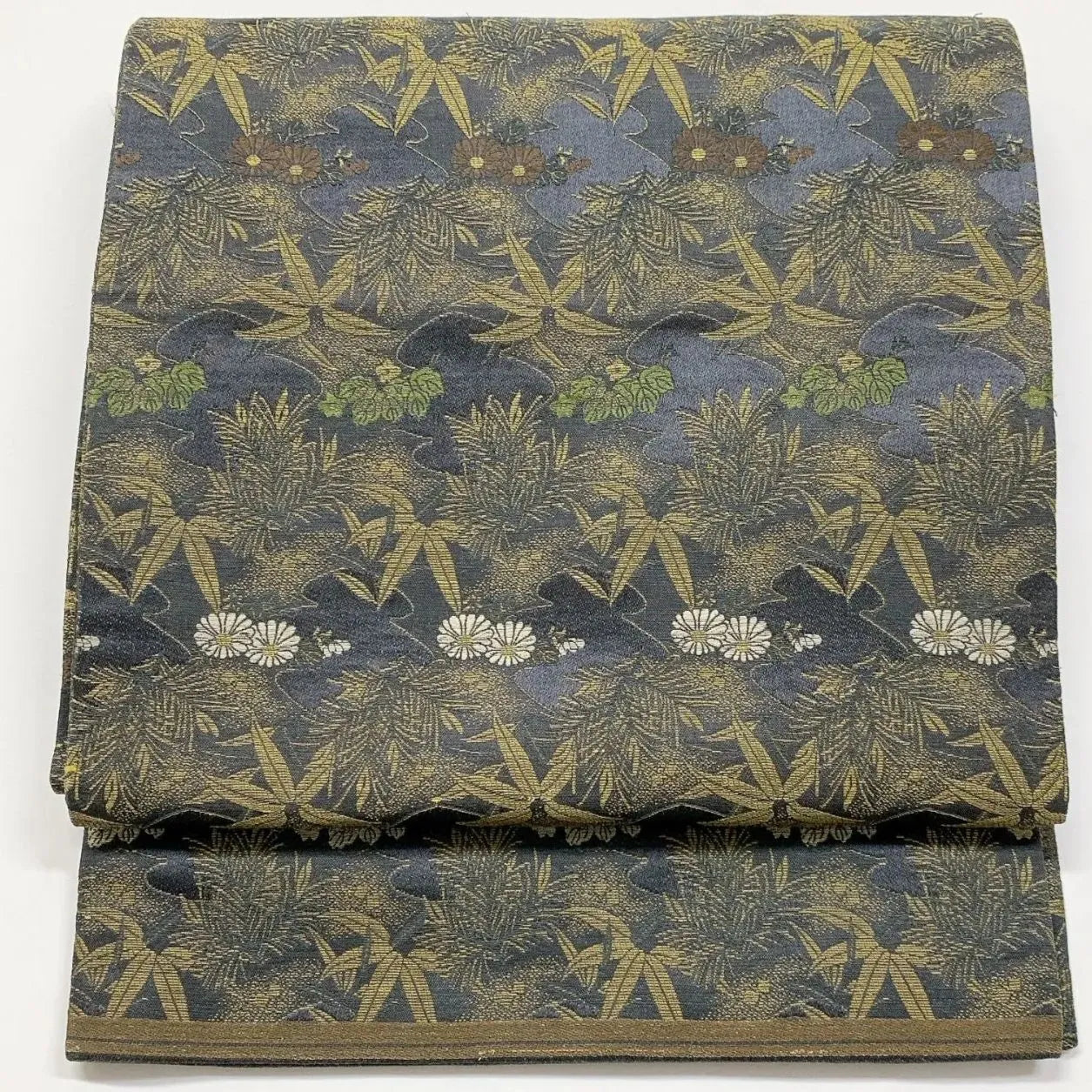7339# Japanese Antique Fukuro Obi Belt Kimono Fabric Silk All-over pattern