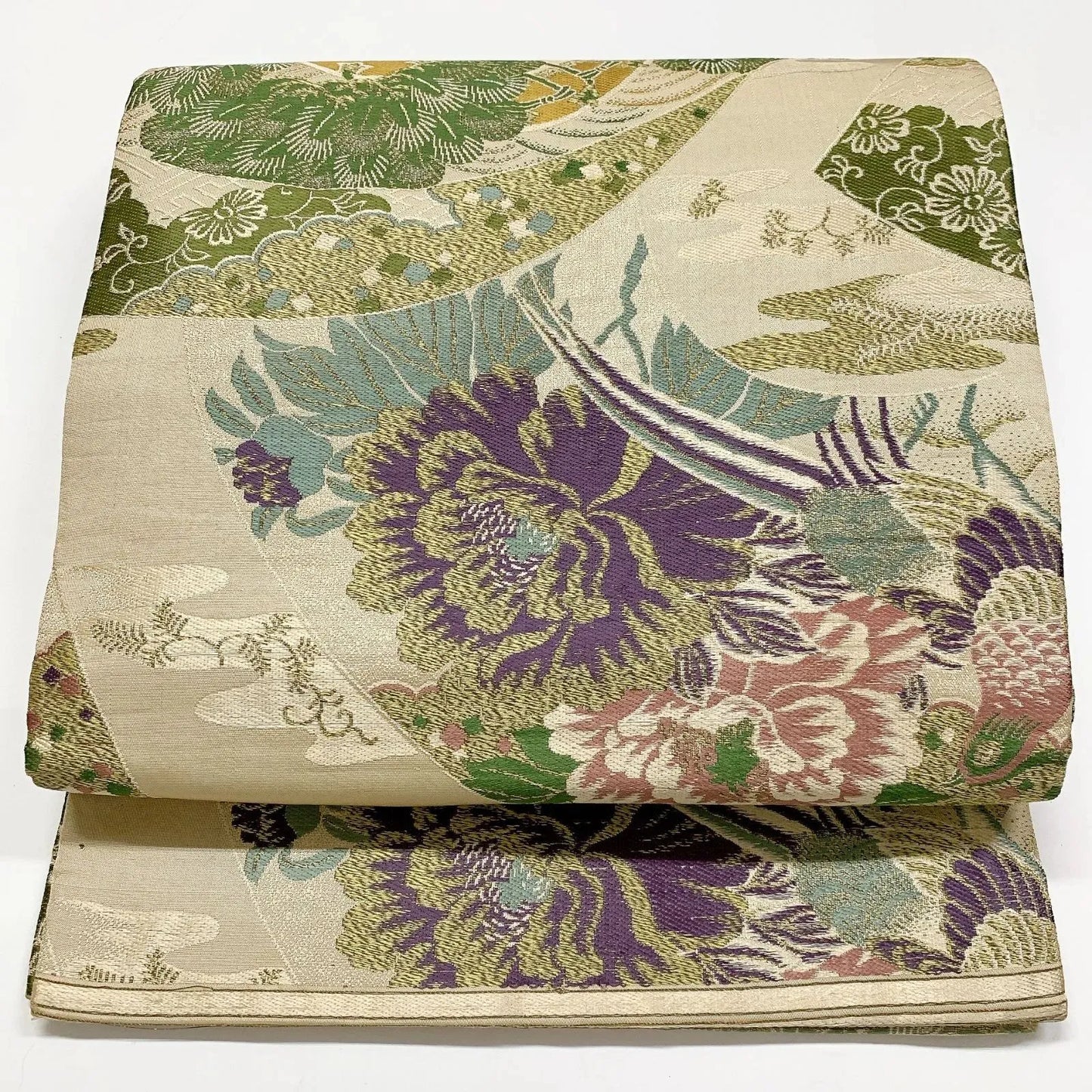 7343# Japanese Antique Fukuro Obi Belt Kimono Fabric Silk All-over pattern