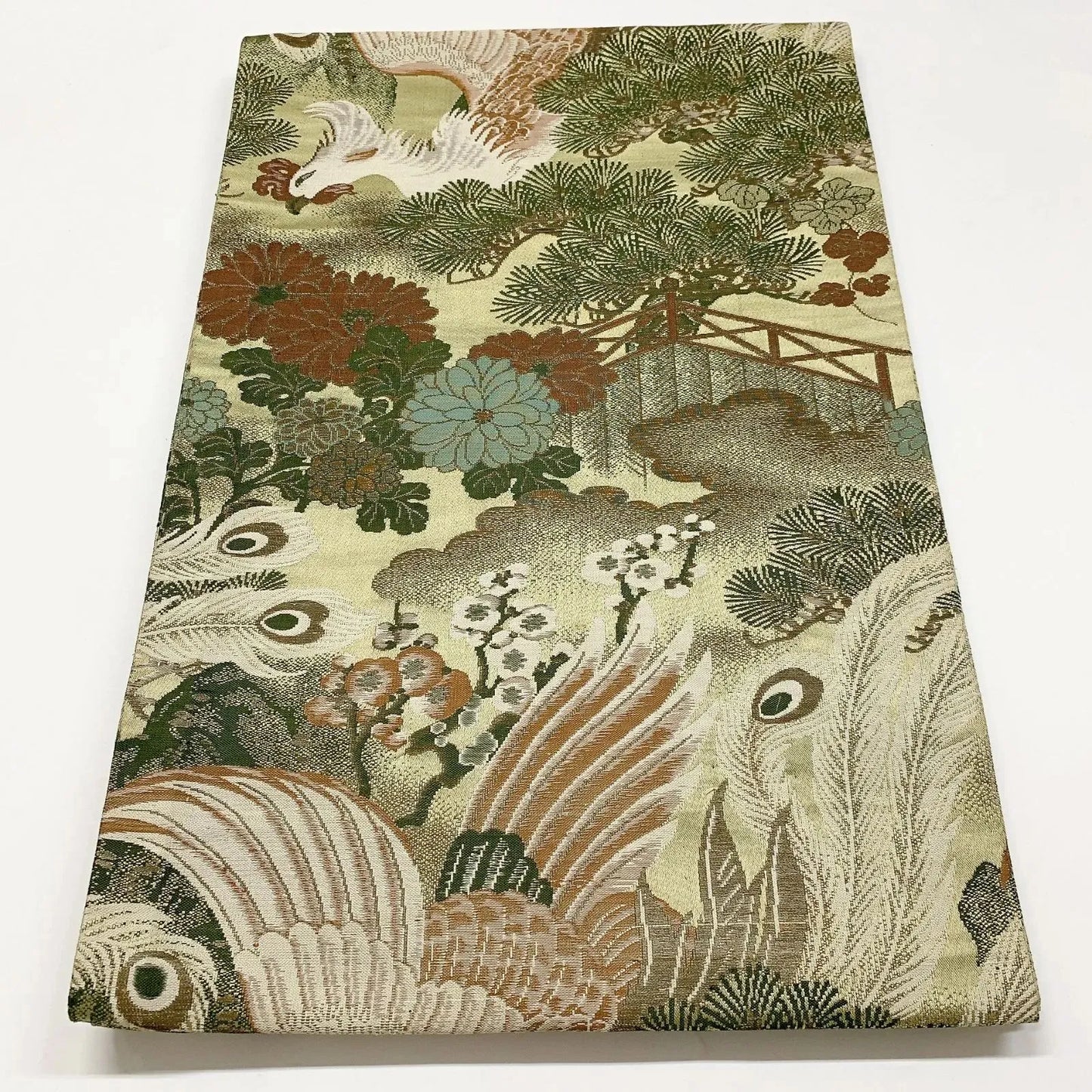 7346# Japanese Antique Fukuro Obi Belt Kimono Fabric Silk All-over pattern