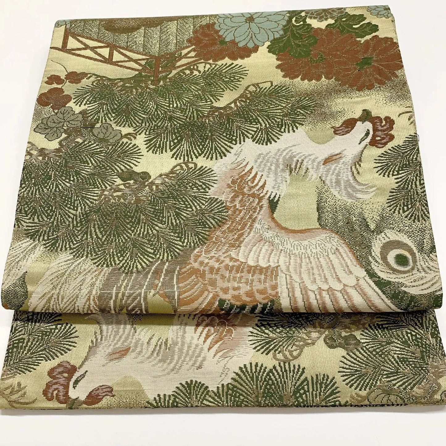 7346# Japanese Antique Fukuro Obi Belt Kimono Fabric Silk All-over pattern