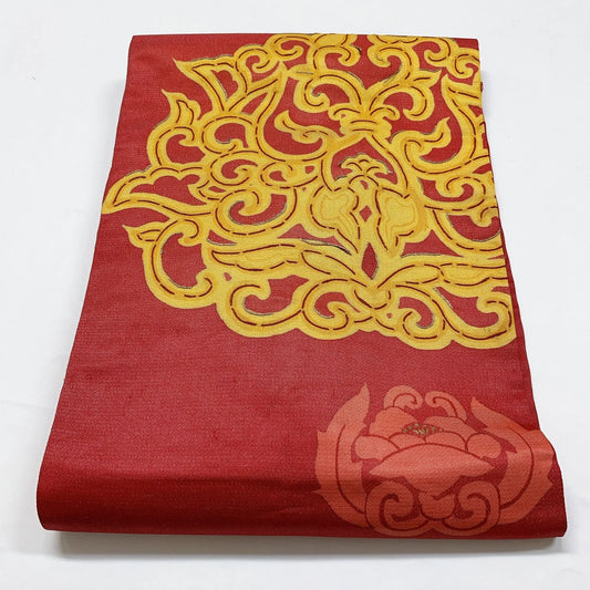 7352# Japanese Antique Nagoya Obi Belt Kimono Fabric Silk Traditional