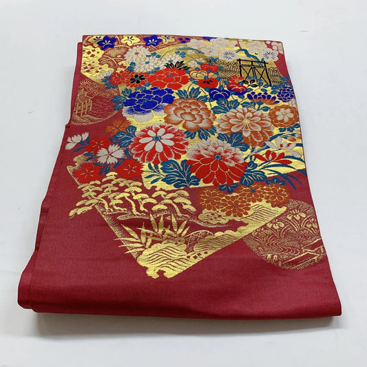 7353# Japanese Antique Nagoya Obi Belt Kimono Fabric Silk Traditional