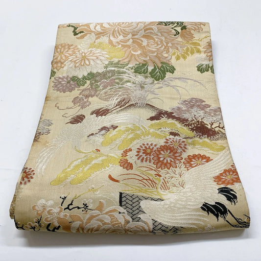 7354# Japanese Antique Nagoya Obi Belt Kimono Fabric Silk All-over pattern
