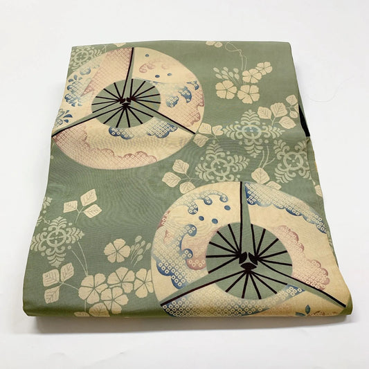 7359# Japanese Antique Nagoya Obi Belt Kimono Fabric Silk All-over pattern
