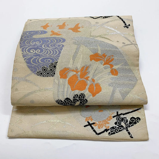 7363# Japanese Antique Nagoya Obi Belt Kimono Fabric Silk Traditional Summer