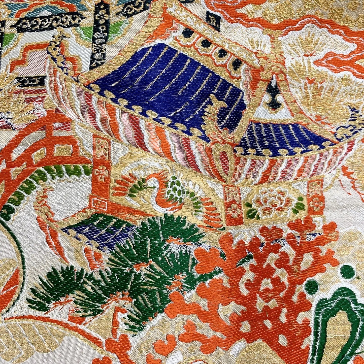 7378# Japanese Antique Nagoya Obi Belt Kimono Fabric Silk Traditional