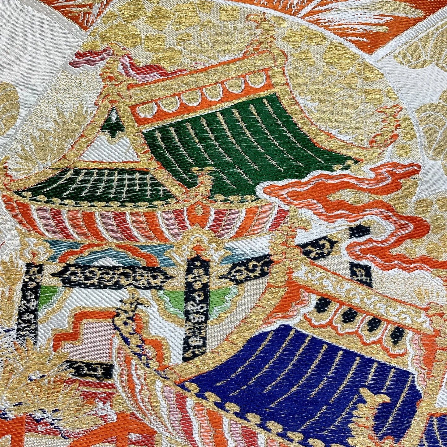 7378# Japanese Antique Nagoya Obi Belt Kimono Fabric Silk Traditional