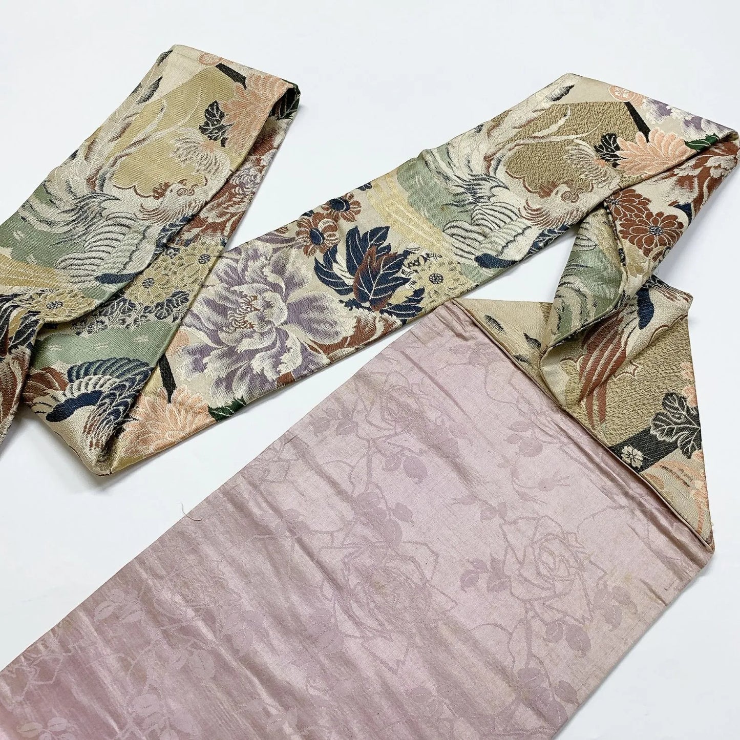 7379# Japanese Antique Nagoya Obi Belt Kimono Fabric Silk Traditional