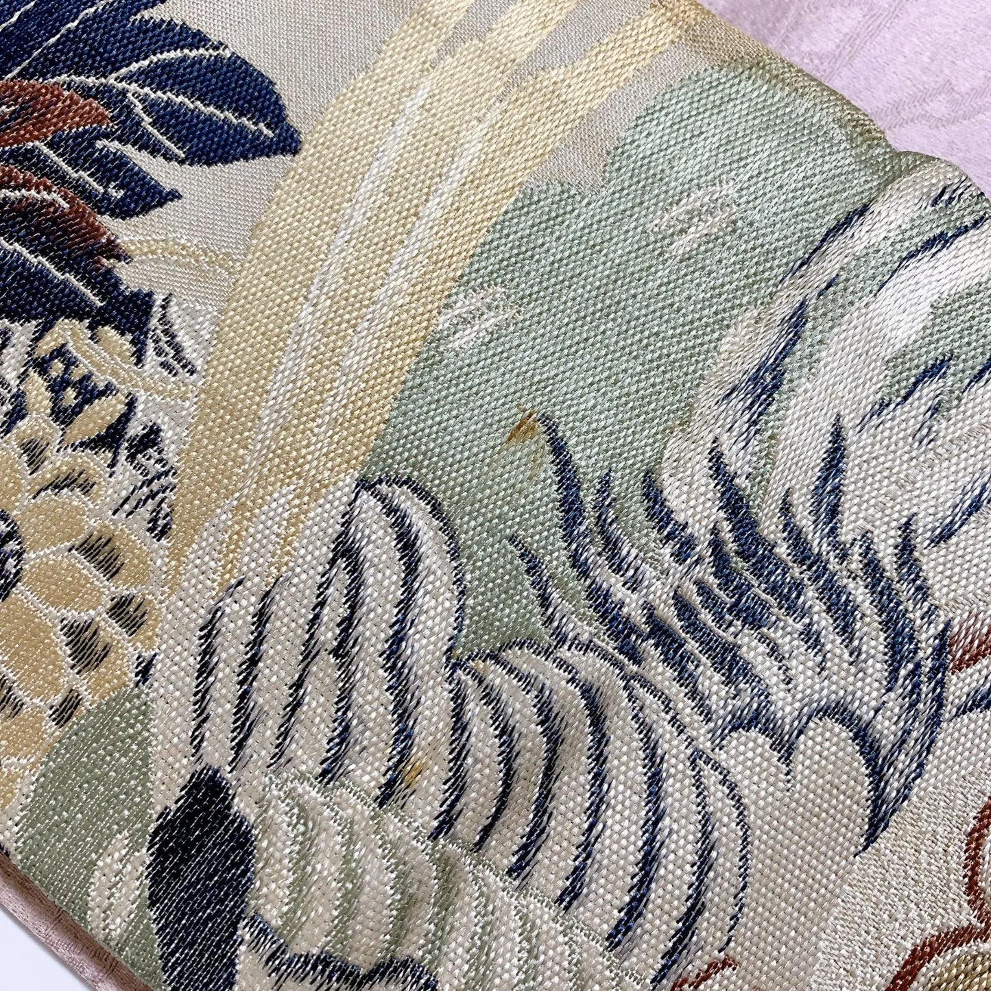 7379# Japanese Antique Nagoya Obi Belt Kimono Fabric Silk Traditional