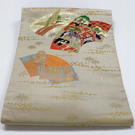 7366# Japanese Antique Nagoya Obi Belt Kimono Fabric Silk Traditional