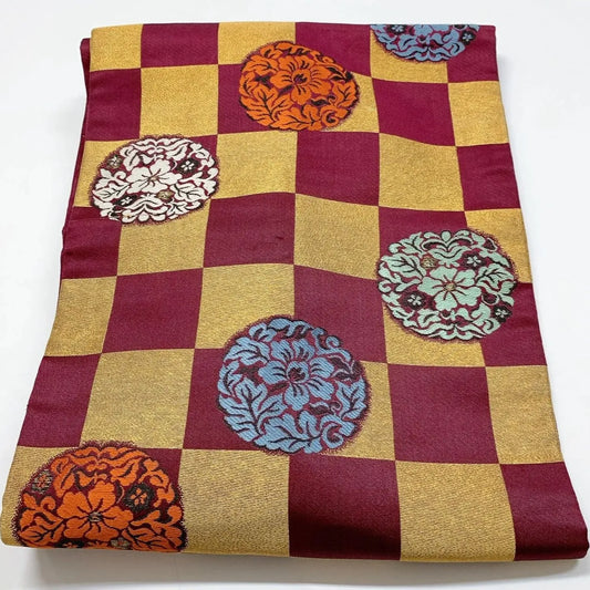 7369# Japanese Antique Nagoya Obi Belt Kimono Fabric Silk Traditional