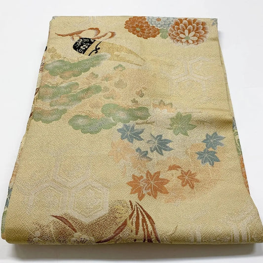 7373# Japanese Antique Nagoya Obi Belt Kimono Fabric Silk All-over pattern