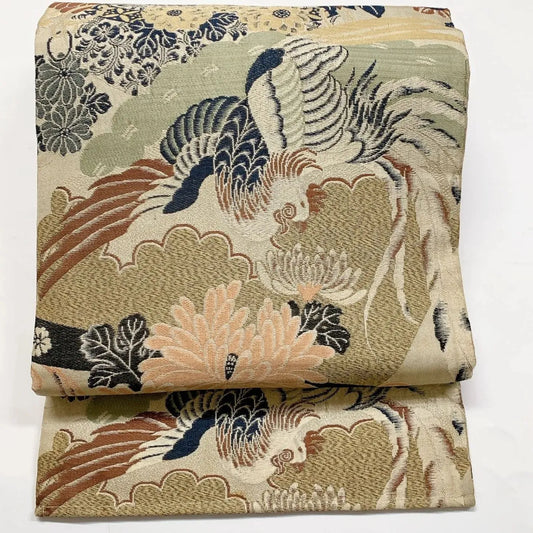 7379# Japanese Antique Nagoya Obi Belt Kimono Fabric Silk Traditional