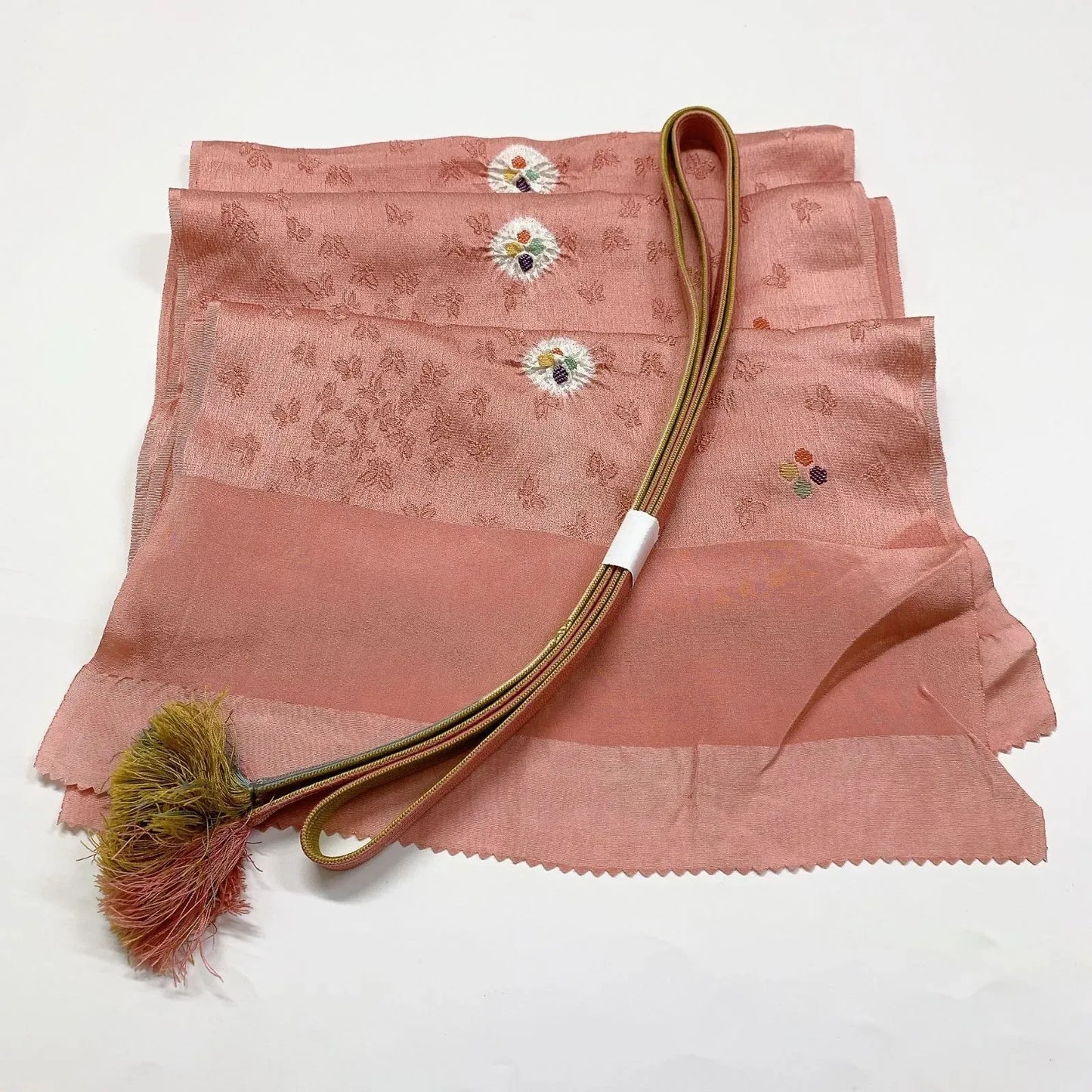 7380# Japanese Kimono Accessory Obiage and Obijime 2-piece Set Silk Shibori