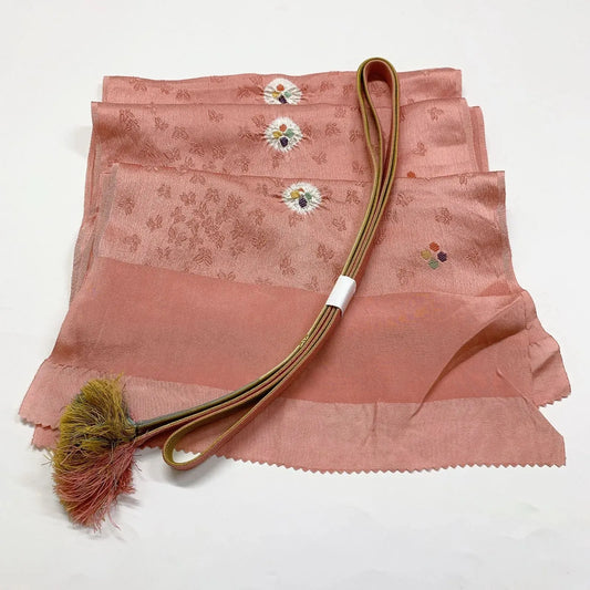 7380# Japanese Kimono Accessory Obiage and Obijime 2-piece Set Silk Shibori