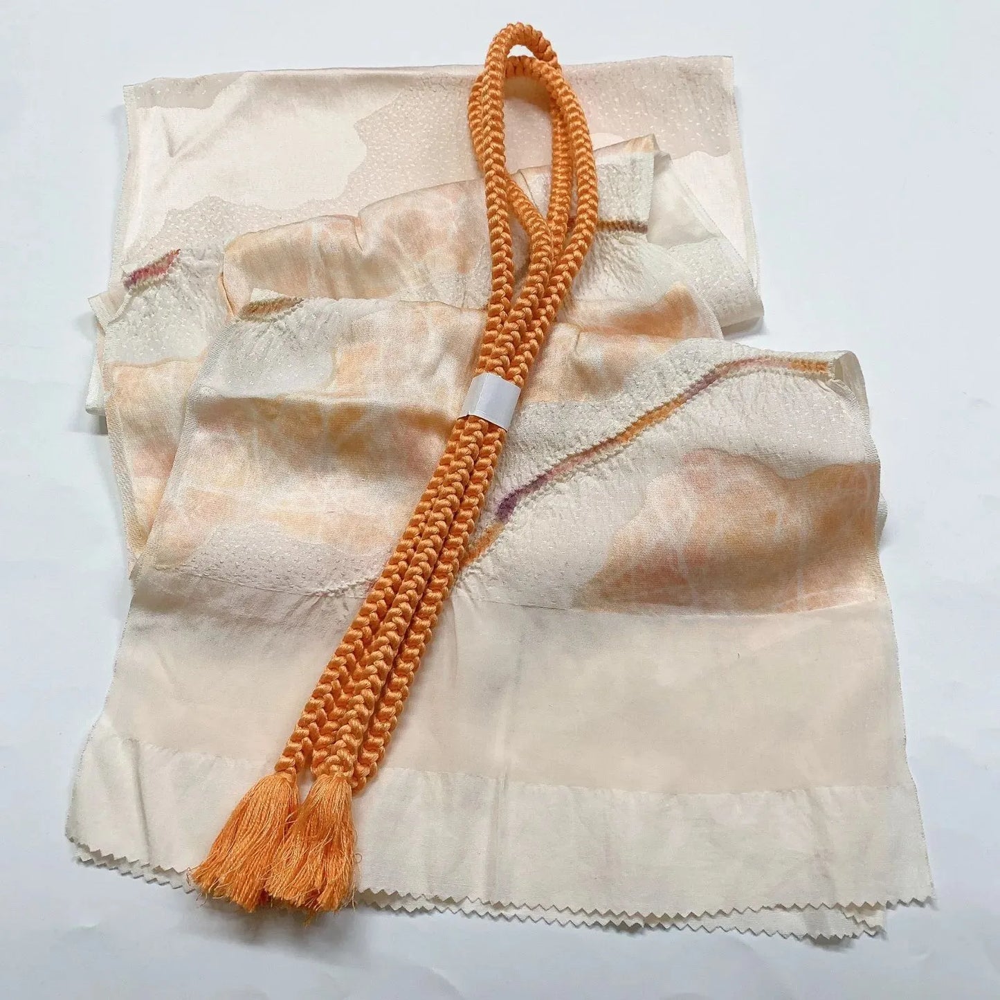 7382# Japanese Kimono Accessory Obiage and Obijime 2-piece Set Silk Shibori