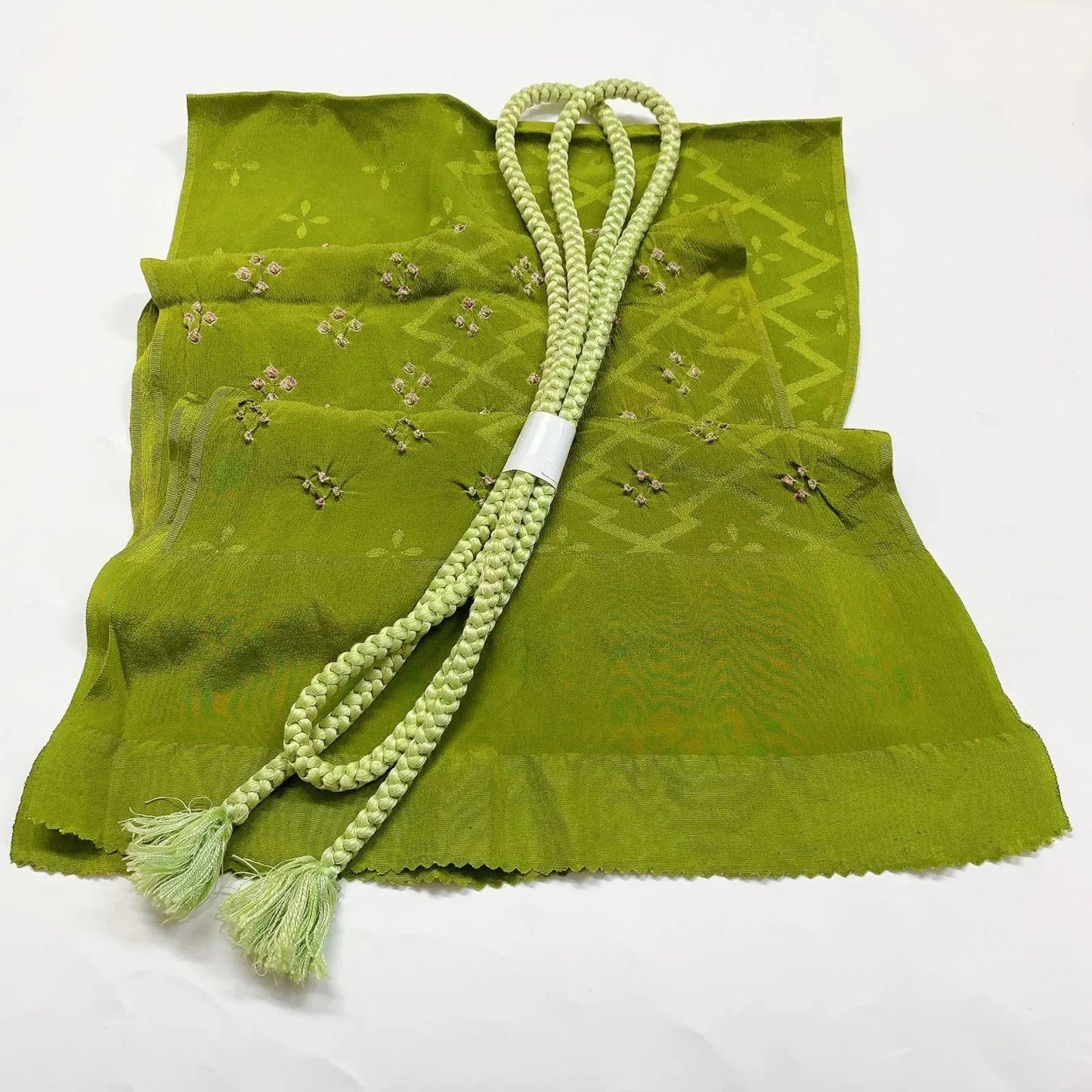 7383# Japanese Kimono Accessory Obiage and Obijime 2-piece Set Silk Shibori