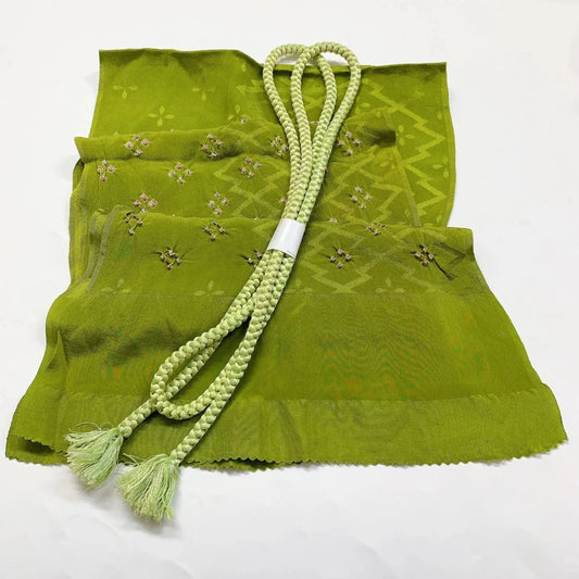 7383# Japanese Kimono Accessory Obiage and Obijime 2-piece Set Silk Shibori