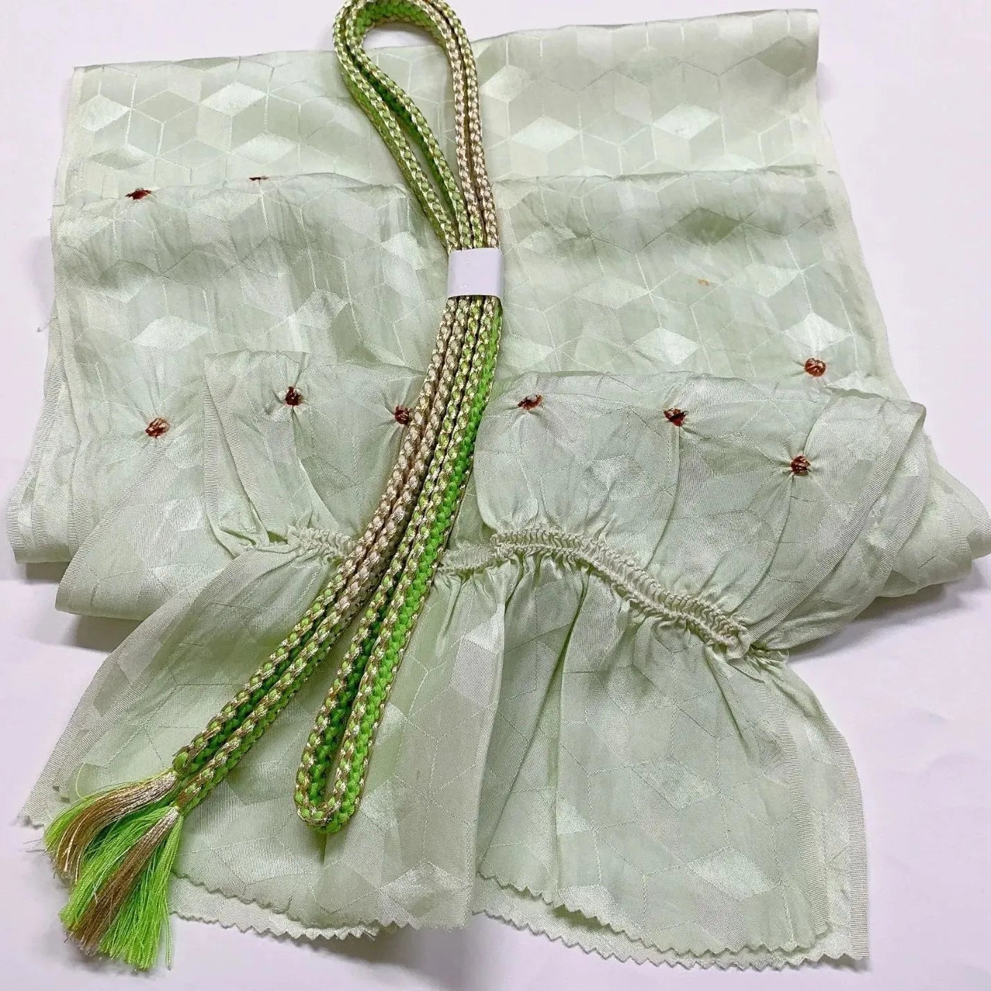7384# Japanese Kimono Accessory Obiage and Obijime 2-piece Set Silk Shibori