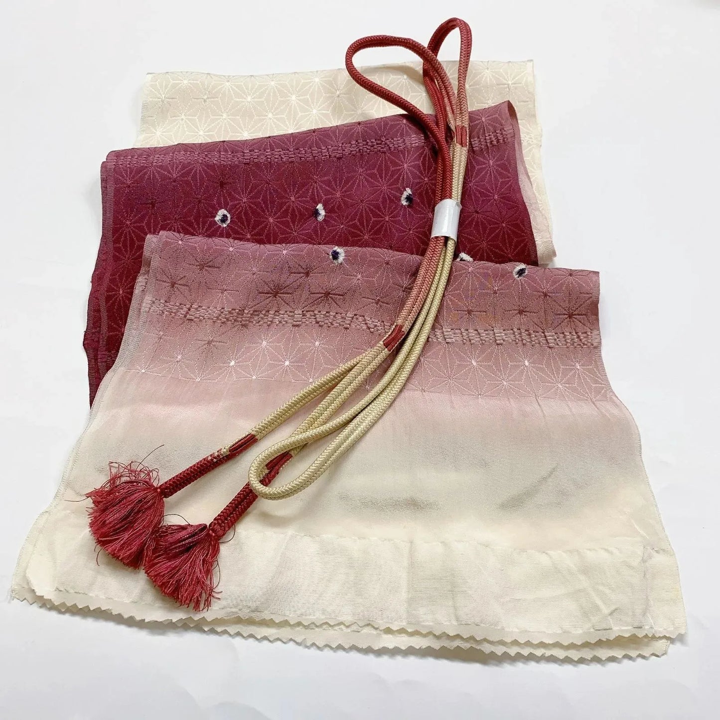 7385# Japanese Kimono Accessory Obiage and Obijime 2-piece Set Silk Shibori