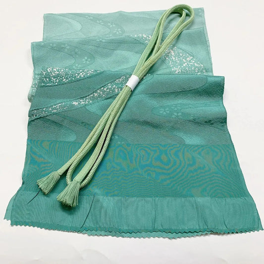 7388# Japanese Kimono Accessory Vintage Obiage and Obijime 2-piece Set Silk