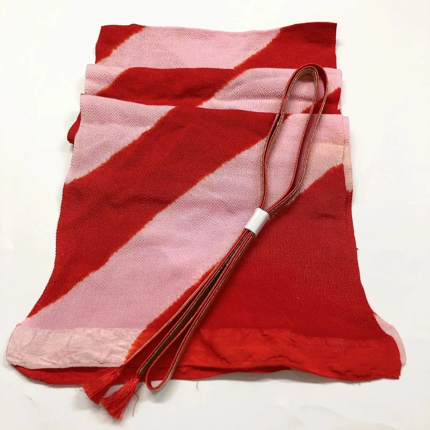 7389# Japanese Kimono Accessory Vintage Obiage and Obijime 2-piece Set Silk