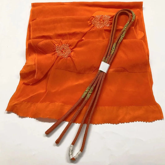 7390# Japanese Kimono Accessory Obiage and Obijime 2-piece Set Silk Shibori