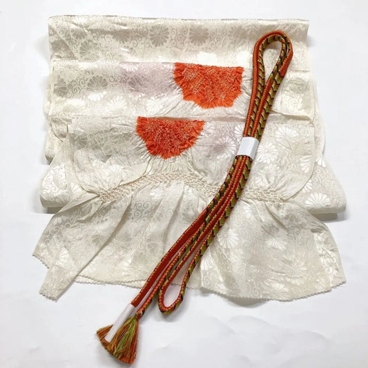 7391# Japanese Kimono Accessory Obiage and Obijime 2-piece Set Silk Shibori