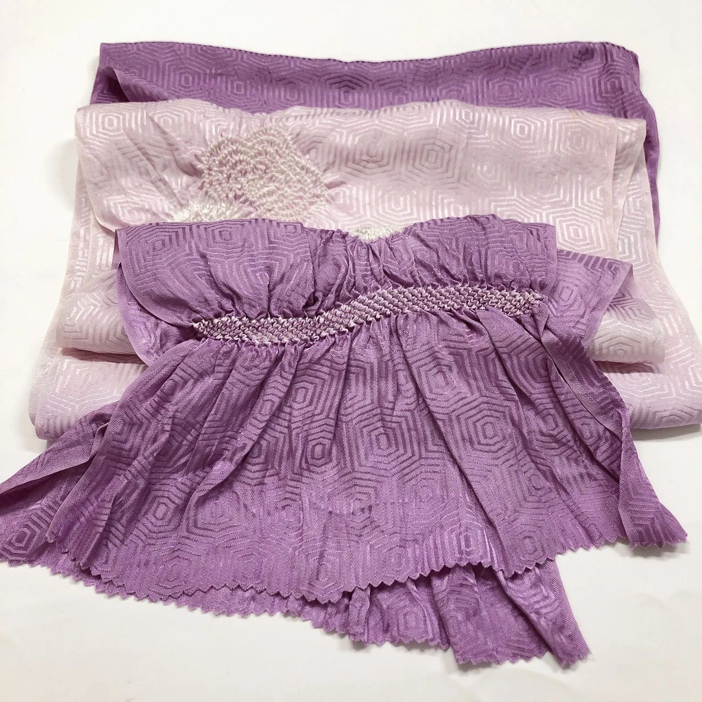 7397# Japanese Kimono Accessory Obiage and Obijime 2-piece Set Silk Shibori