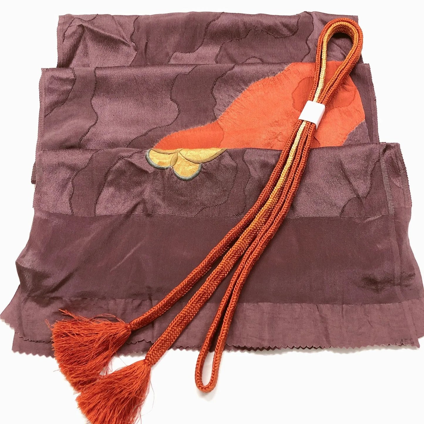 7399# Japanese Kimono Accessory Obiage and Obijime 2-piece Set Silk Shibori