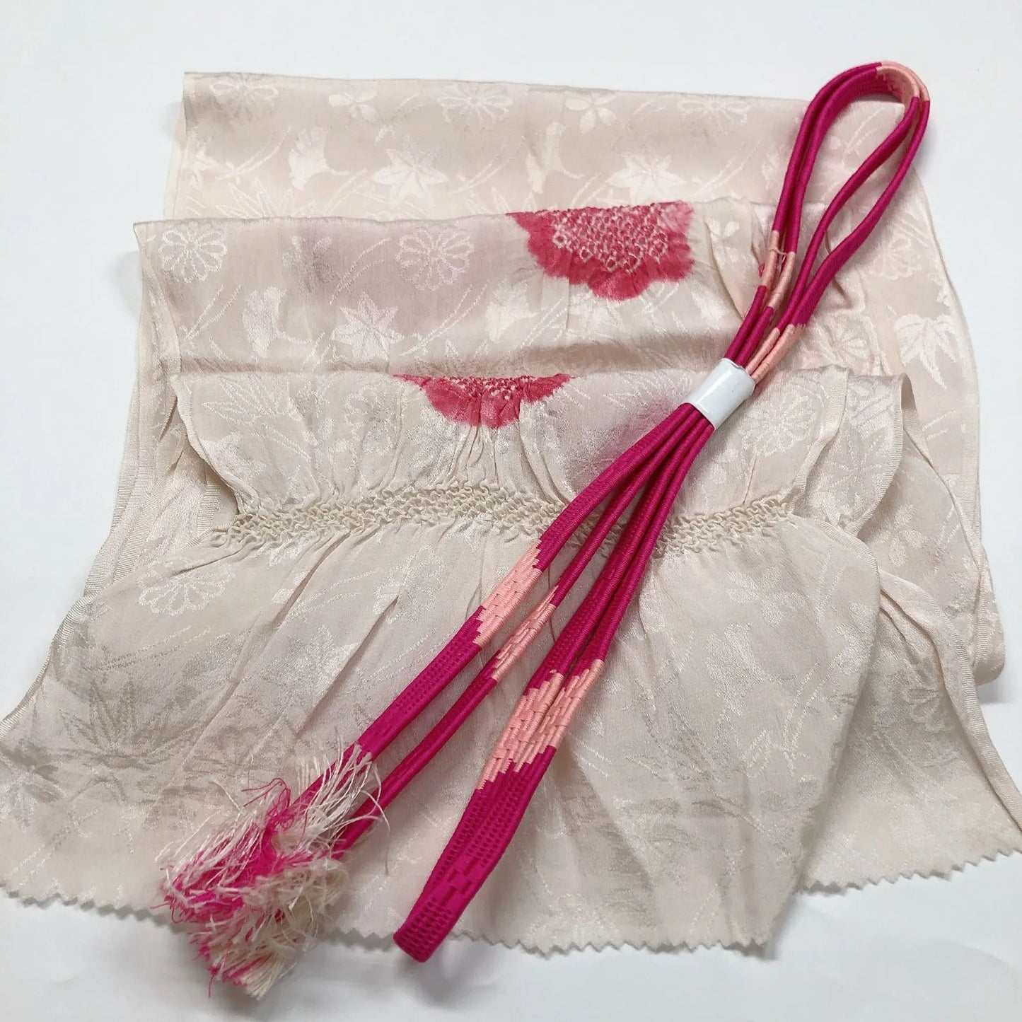 7400# Japanese Kimono Accessory Obiage and Obijime 2-piece Set Silk Shibori