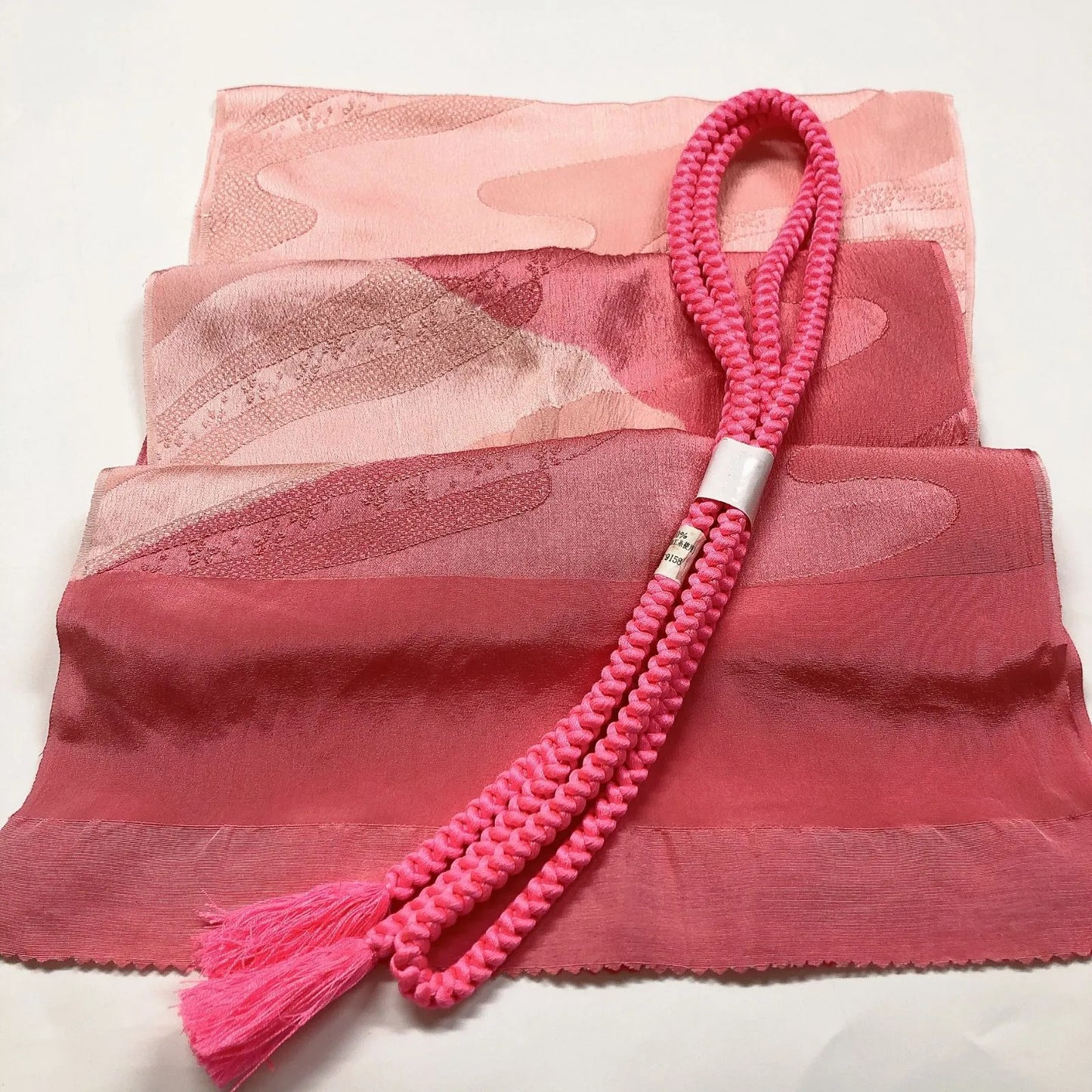 7401# Japanese Kimono Accessory Obiage and Obijime 2-piece Set Silk Shibori