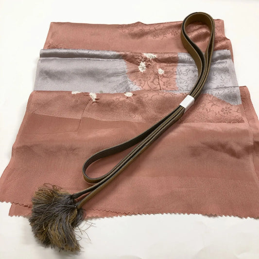 7402# Japanese Kimono Accessory Vintage Obiage and Obijime 2-piece Set Silk