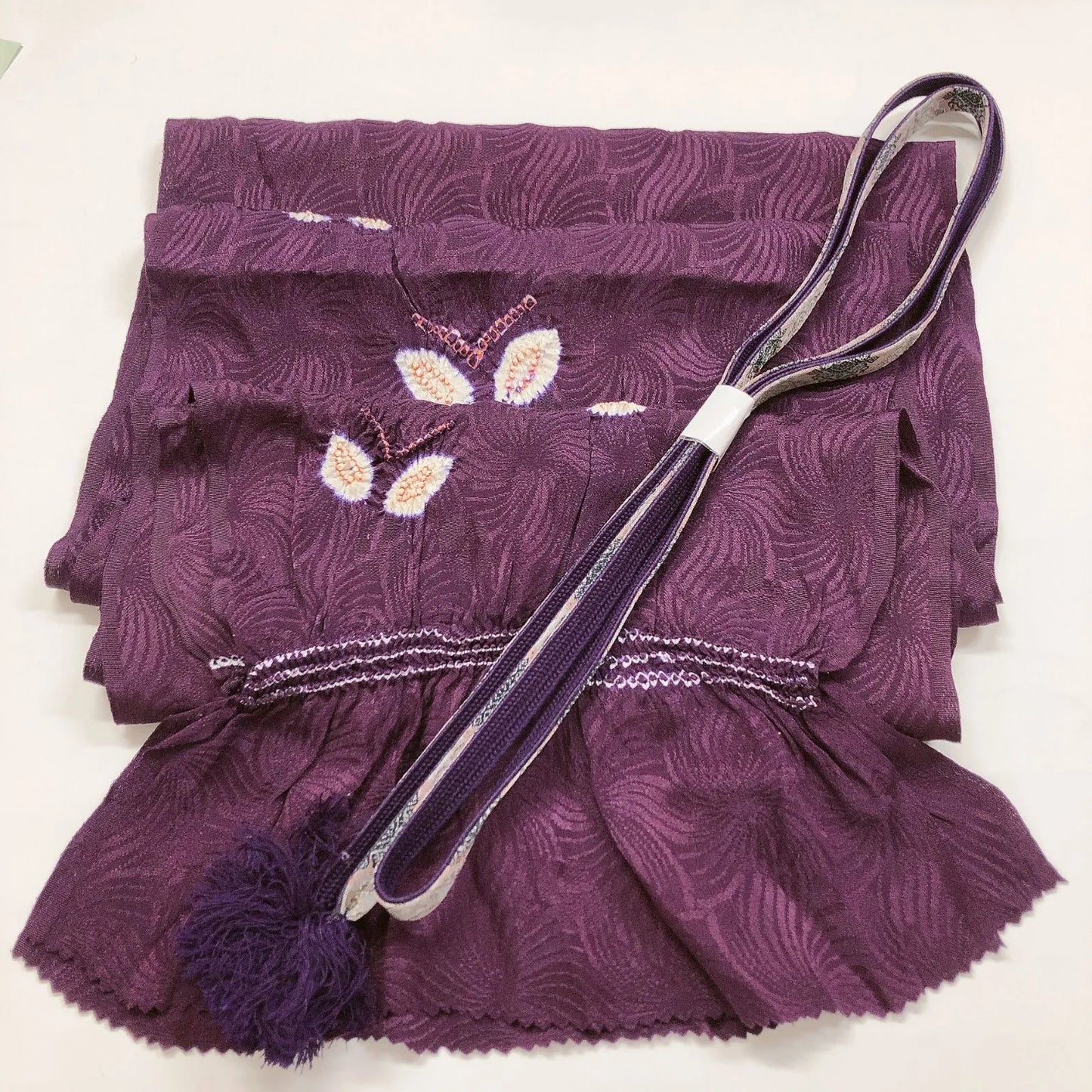 7408# Japanese Kimono Accessory Obiage and Obijime 2-piece Set Silk Shibori