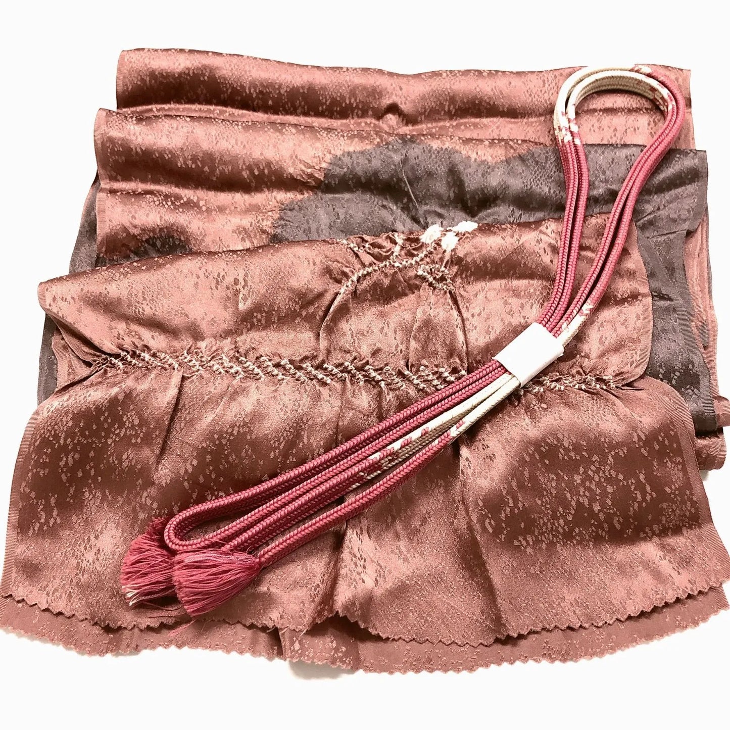 7409# Japanese Kimono Accessory Obiage and Obijime 2-piece Set Silk Shibori