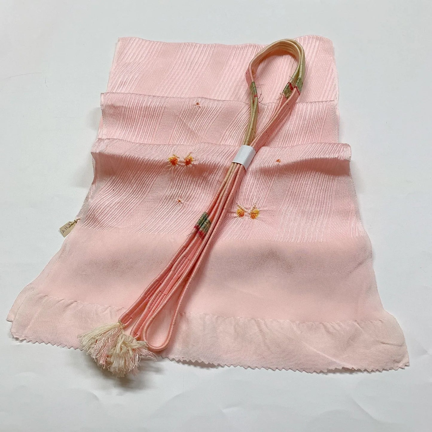 7419# Japanese Kimono Accessory Obiage and Obijime 2-piece Set Silk Shibori