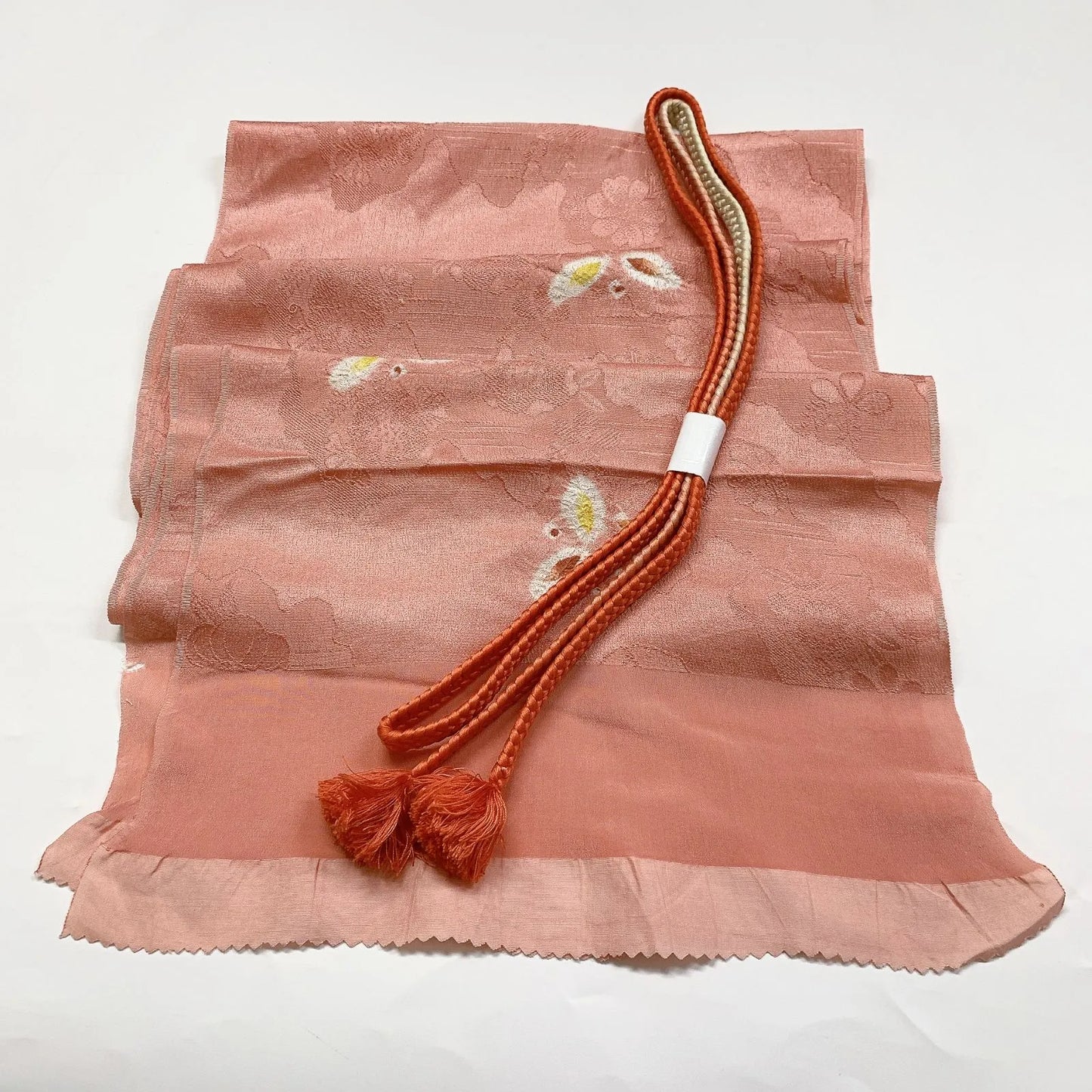 7430# Japanese Kimono Accessory Obiage and Obijime 2-piece Set Silk Shibori