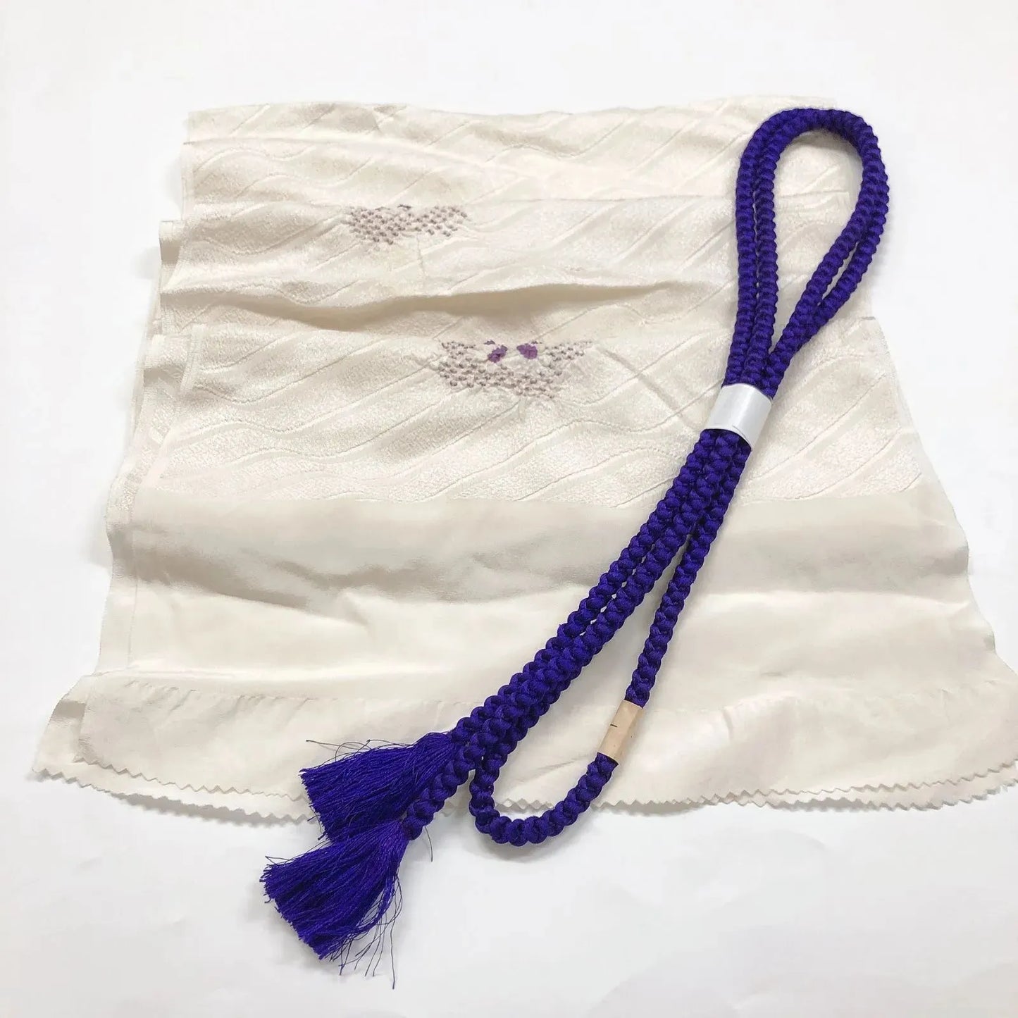 7394# Japanese Kimono Accessory Obiage and Obijime 2-piece Set Silk Shibori
