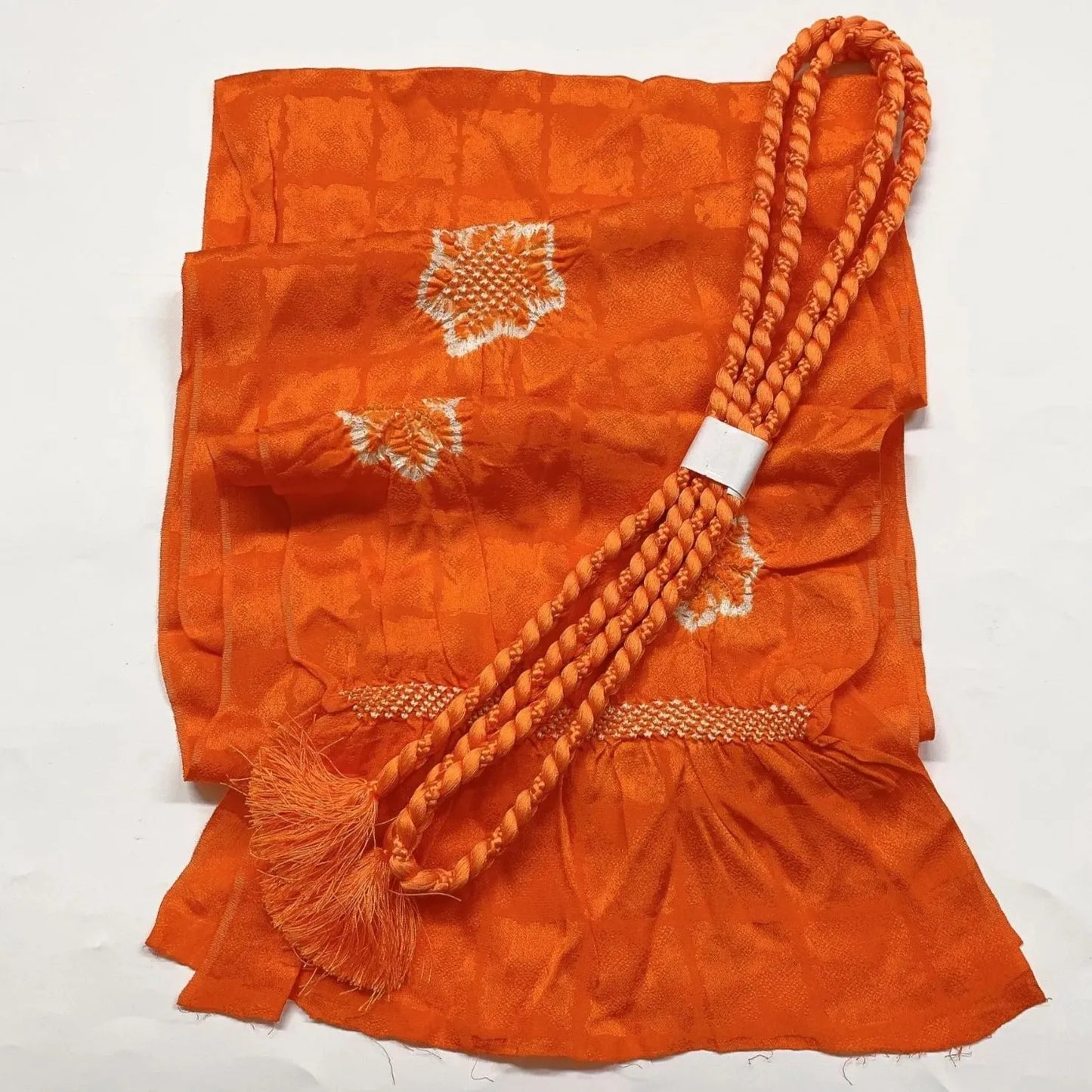 7411# Japanese Kimono Accessory Obiage and Obijime 2-piece Set Silk Shibori