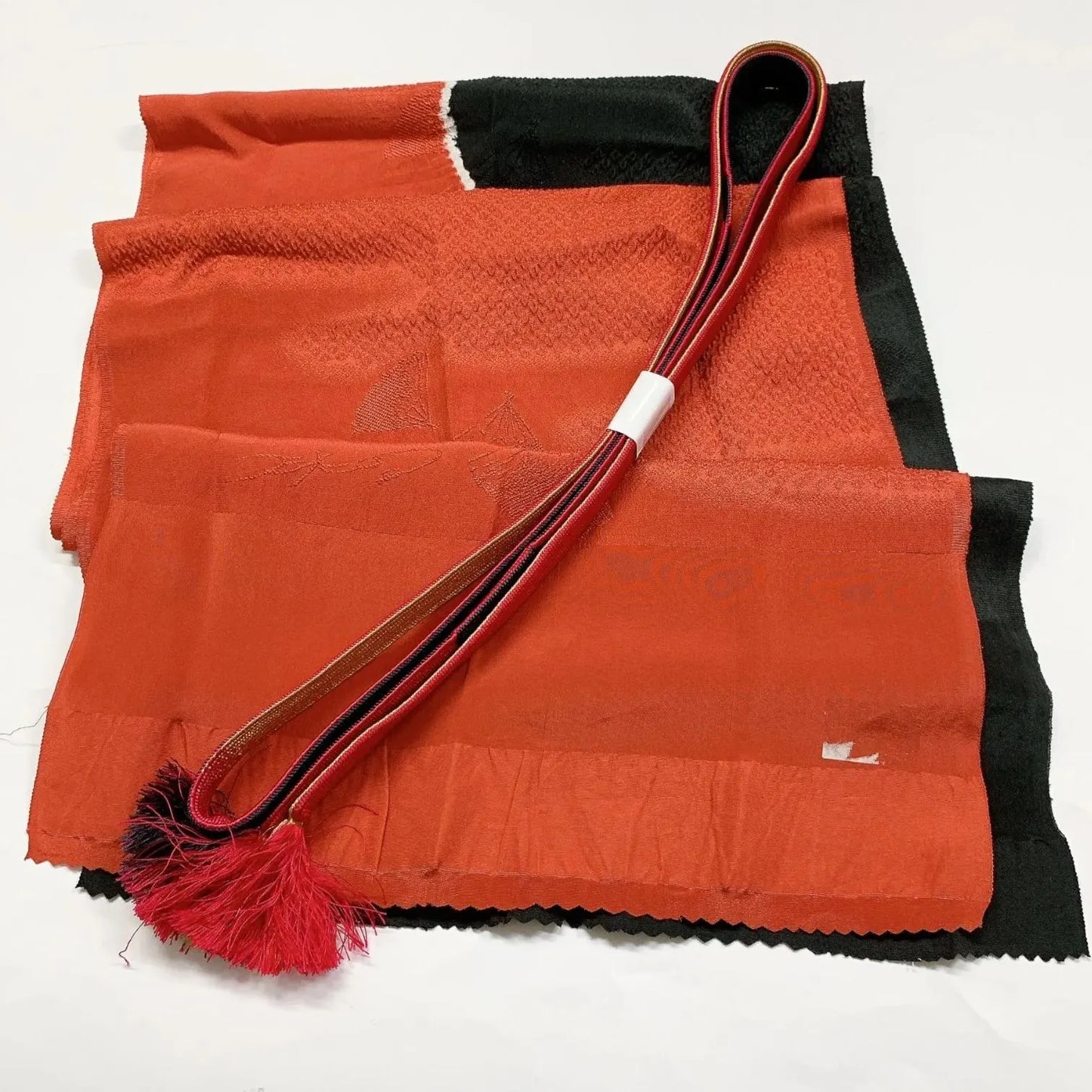 7412# Japanese Kimono Accessory Vintage Obiage and Obijime 2-piece Set Silk